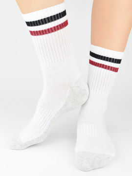 Sportowe skarpety półfrotte białe - Noviti SF028