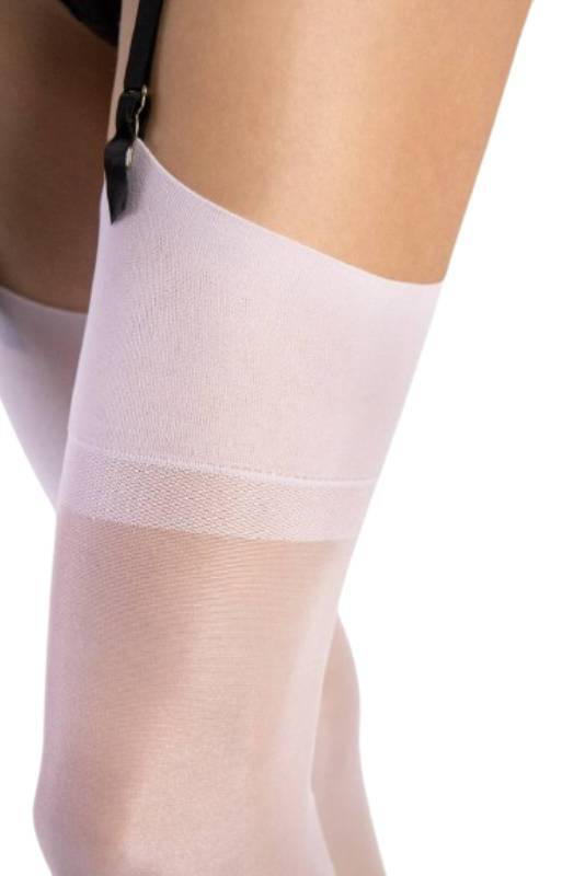 Gładkie białe pończochy do paska Fiore INFINI 15 DEN