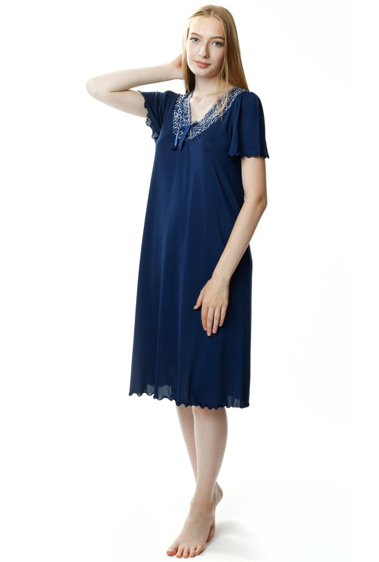 Koszula nocna Doris damska z krótkim rękawkiem 6076 granatowy - Mewa