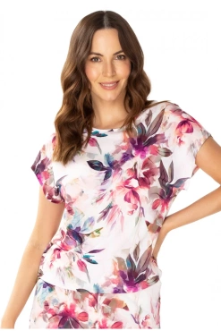 Bluzka w kolorowe w kwiaty Mewa Larisa 86661