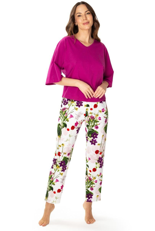 Piżama damska NATALY w kwiaty 6668 - Mewa