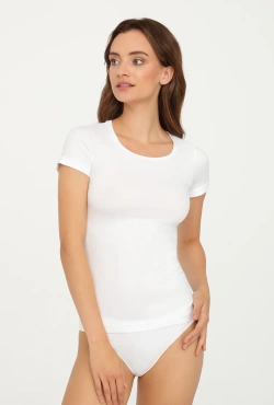 Biała bezszwowa koszulka damska z krótkim rękawkiem Gatta