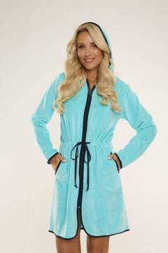 Welurowy szlafrok damski z kapturem De Lafense - 313 / Desiree