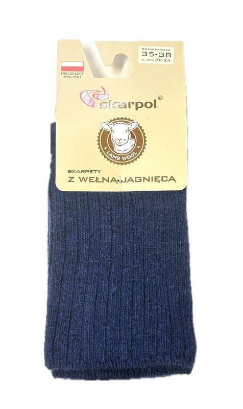Ekskluzywne skarpetki z wełny jagnięcej Skarpol 53 - jasny granat