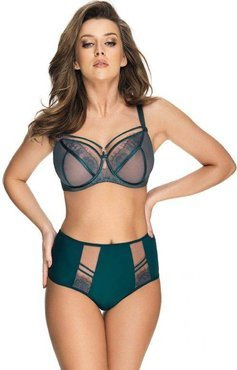 W ZESTAWIE TANIEJ: seksowny biustonosz +pełne figi Gorsenia PARADISE K496/K497 zielony