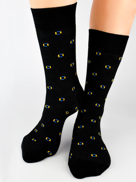 Skarpetki bawełniane wzór w kwadraty Noviti SB002/U22