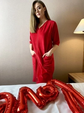 Welurowa podomka na zamek - 431 De Lafense w kolorze czerwonym