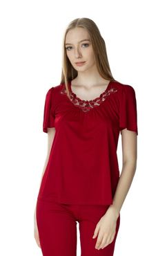 Damska dwuczęściowa piżama Matylda 3639 burgundowy - Mewa