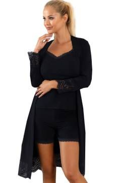 Wiązany szlafrok zdobiony koronką Unikat GRACE