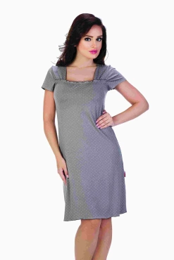 Szara koszula nocna w kropeczki De Lafense - 917 Ostatnie sztuki