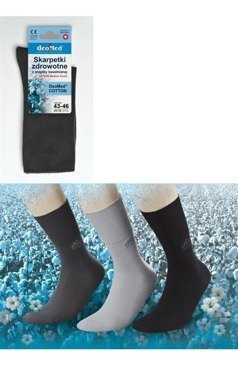 Medyczne, bezuciskowe, bawełniane skarpetki DeoMed cotton silver