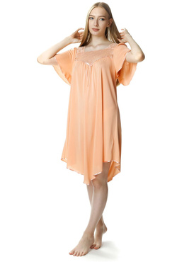 Damska koszula nocna Józefina symetryczne wycięci e0388 morelowy - Mewa