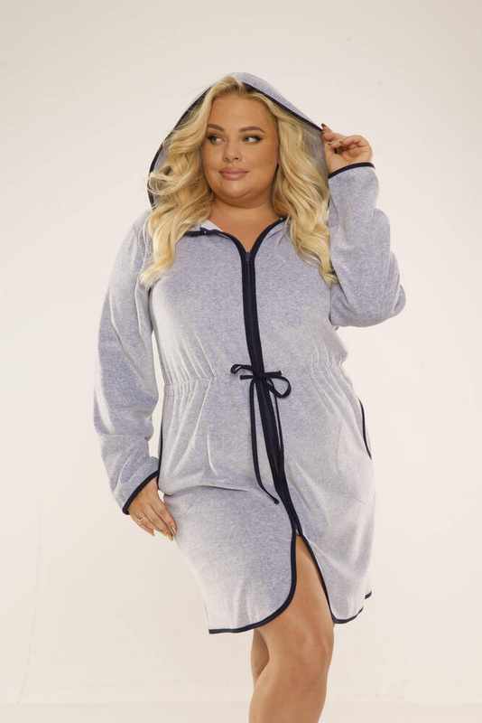 Welurowy szlafrok damski z kapturem De Lafense - 313 / Desiree