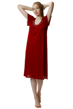 Burgundowa koszula nocna Beatriz za kolano - Mewa 4112
