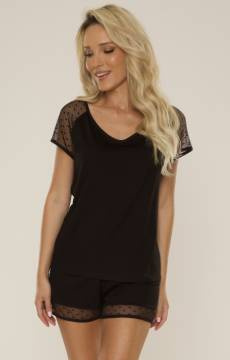 Letnia piżama damska z krótkimi spodenkami De Lafense 766 Caramel