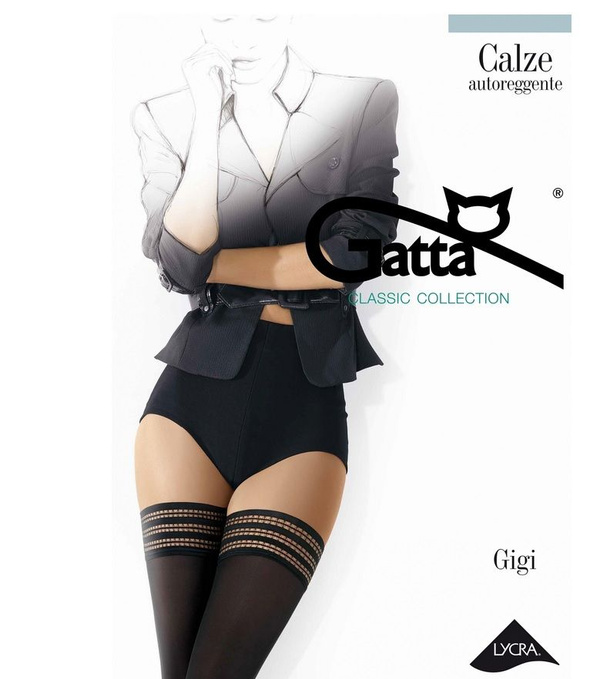 Fantazyjne kryjące pończochy samonośne Gatta GIGI 60DEN